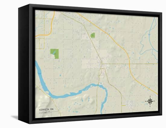 Political Map of Coweta, OK-null-Framed Stretched Canvas