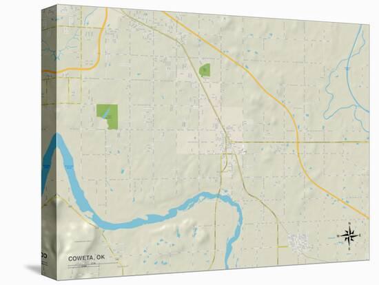 Political Map of Coweta, OK-null-Stretched Canvas