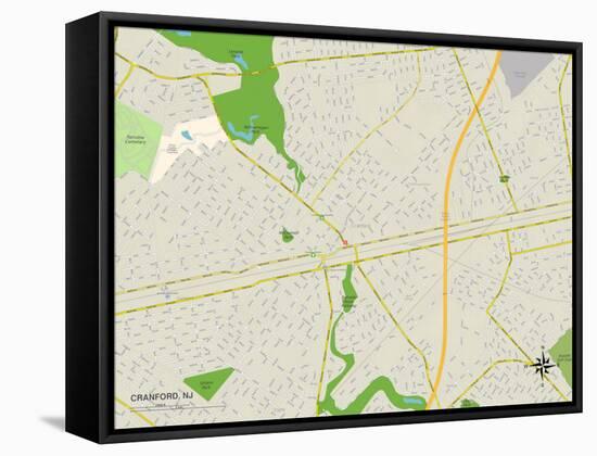 Political Map of Cranford, NJ-null-Framed Stretched Canvas