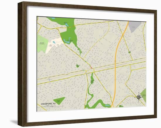 Political Map of Cranford, NJ-null-Framed Art Print