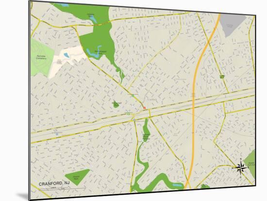 Political Map of Cranford, NJ-null-Mounted Art Print