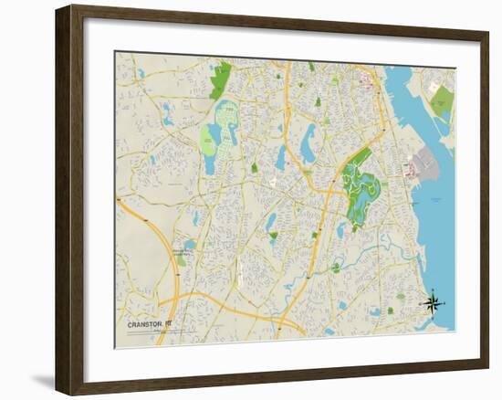 Political Map of Cranston, RI-null-Framed Art Print