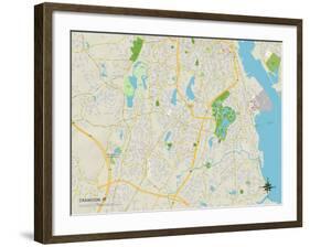 Political Map of Cranston, RI-null-Framed Art Print