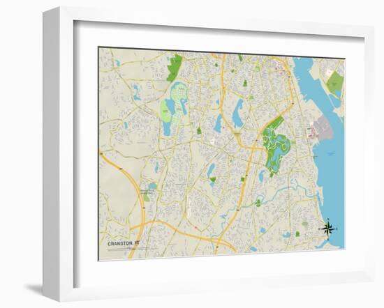 Political Map of Cranston, RI-null-Framed Art Print