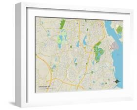 Political Map of Cranston, RI-null-Framed Art Print