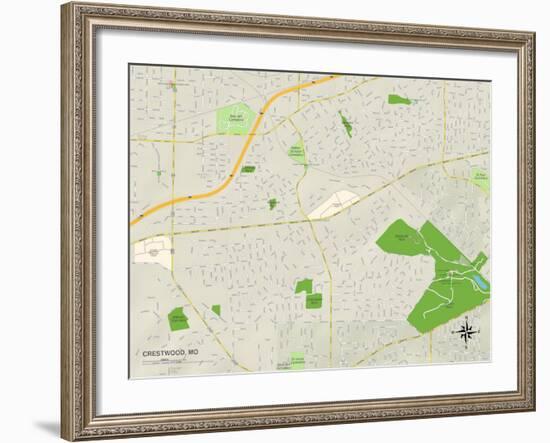 Political Map of Crestwood, MO-null-Framed Art Print