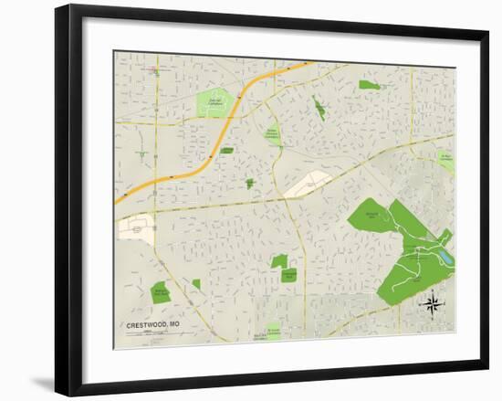 Political Map of Crestwood, MO-null-Framed Art Print