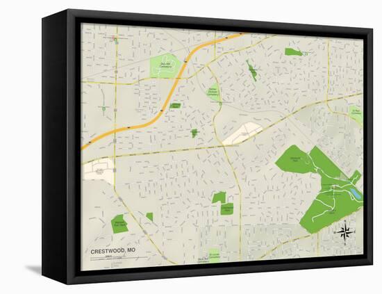Political Map of Crestwood, MO-null-Framed Stretched Canvas