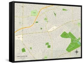 Political Map of Crestwood, MO-null-Framed Stretched Canvas