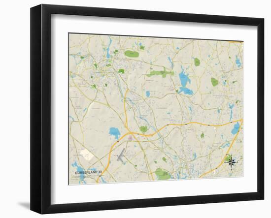 Political Map of Cumberland, RI-null-Framed Art Print