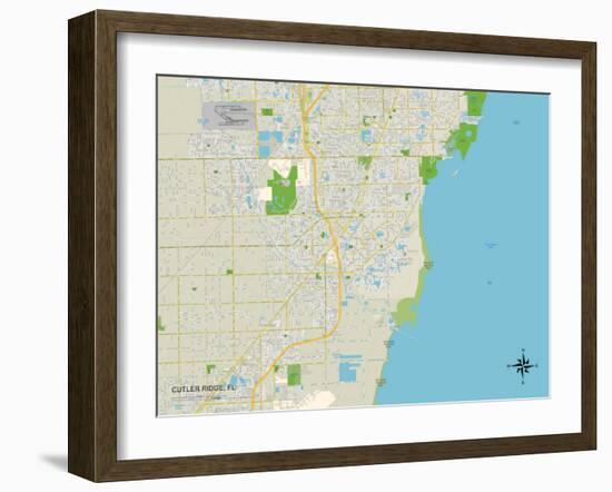 Political Map of Cutler Ridge, FL-null-Framed Art Print