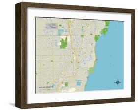 Political Map of Cutler Ridge, FL-null-Framed Art Print