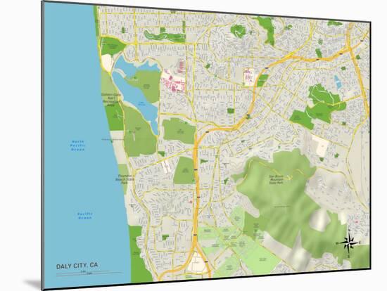 Political Map of Daly City, CA-null-Mounted Art Print