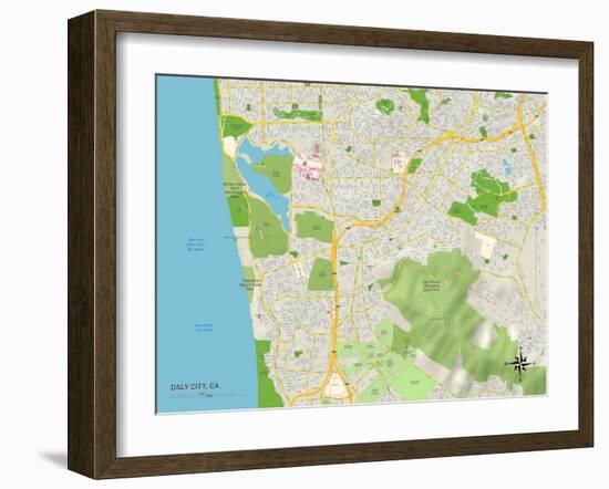 Political Map of Daly City, CA-null-Framed Art Print