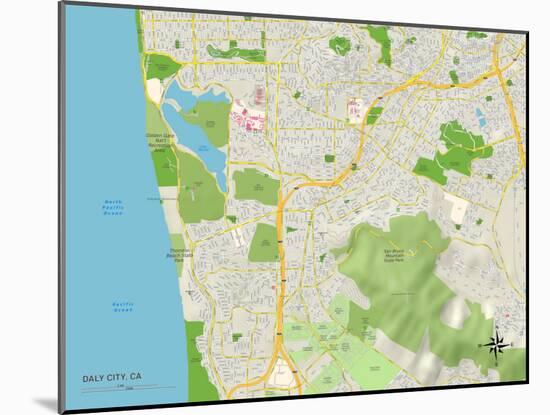 Political Map of Daly City, CA-null-Mounted Art Print