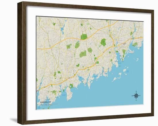 Political Map of Darien, CT-null-Framed Art Print