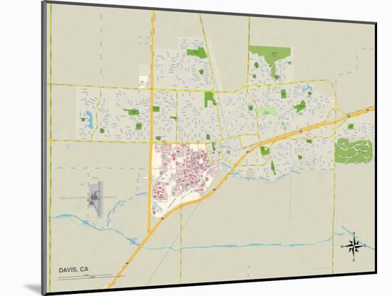 Political Map of Davis, CA-null-Mounted Art Print