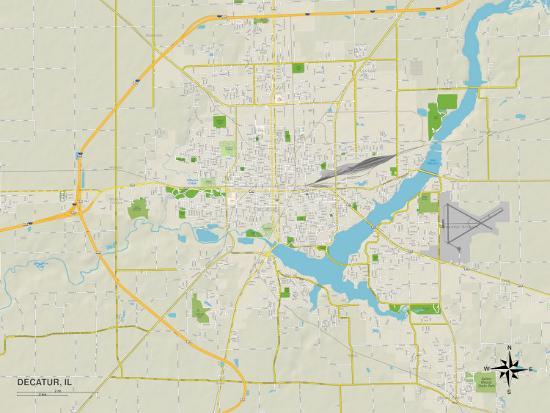 'Political Map of Decatur, IL' Prints | AllPosters.com