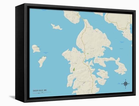 Political Map of Deer Isle, ME-null-Framed Stretched Canvas