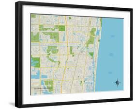 Political Map of Deerfield Beach, FL-null-Framed Art Print