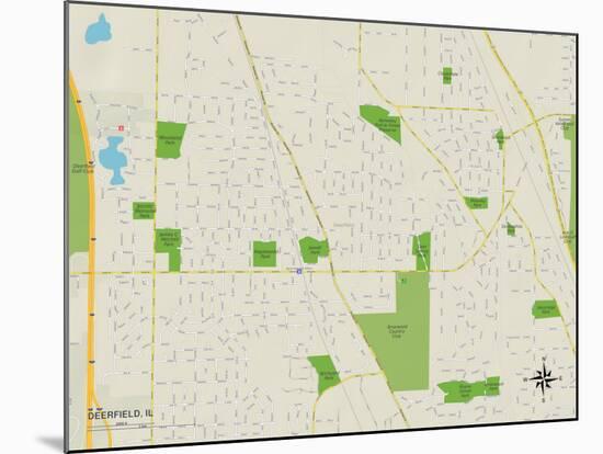 Political Map of Deerfield, IL-null-Mounted Art Print