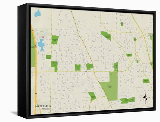 Political Map of Deerfield, IL-null-Framed Stretched Canvas