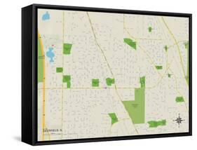 Political Map of Deerfield, IL-null-Framed Stretched Canvas