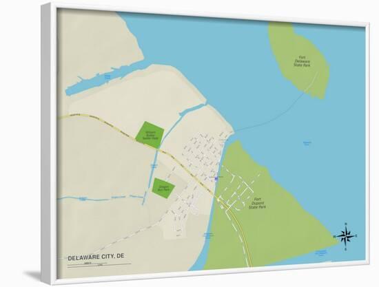 Political Map of Delaware City, DE-null-Framed Art Print