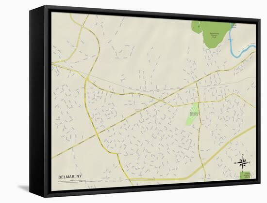 Political Map of Delmar, NY-null-Framed Stretched Canvas