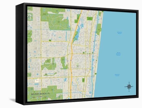 Political Map of Delray Beach, FL-null-Framed Stretched Canvas