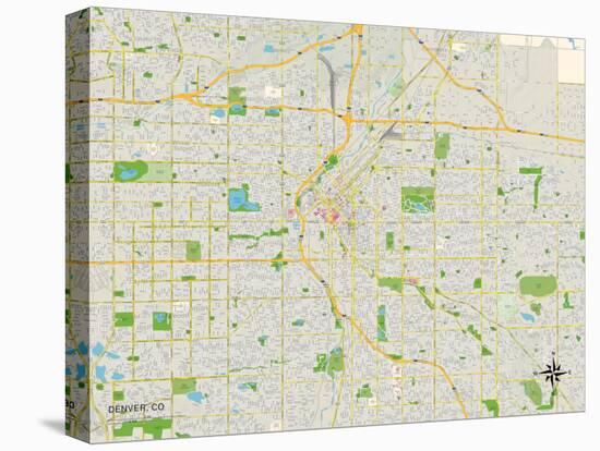 Political Map of Denver, CO-null-Stretched Canvas