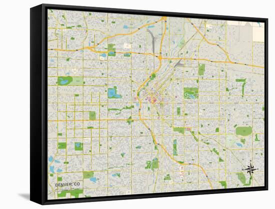 Political Map of Denver, CO-null-Framed Stretched Canvas