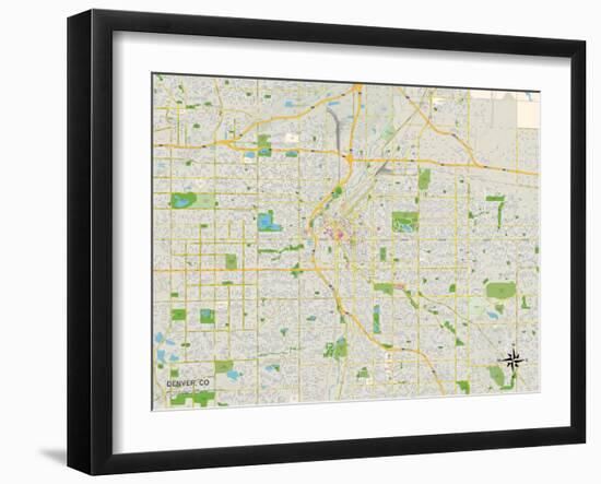 Political Map of Denver, CO-null-Framed Art Print