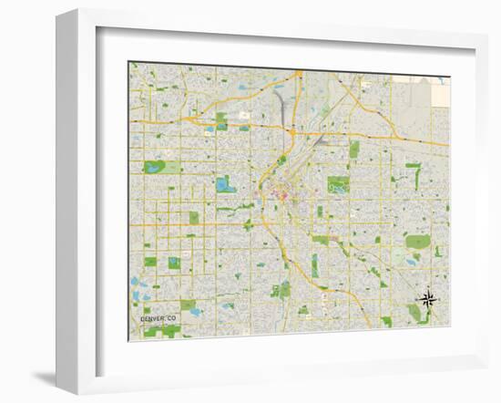 Political Map of Denver, CO-null-Framed Art Print