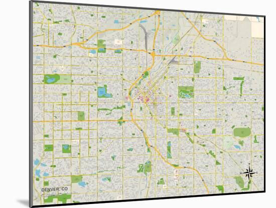 Political Map of Denver, CO-null-Mounted Art Print