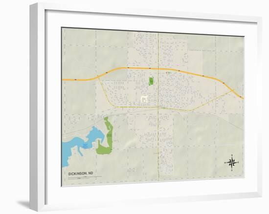 Political Map of Dickinson, ND-null-Framed Art Print