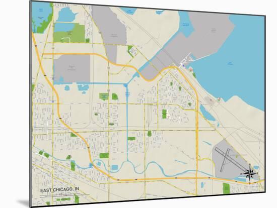 Political Map of East Chicago, IN-null-Mounted Art Print