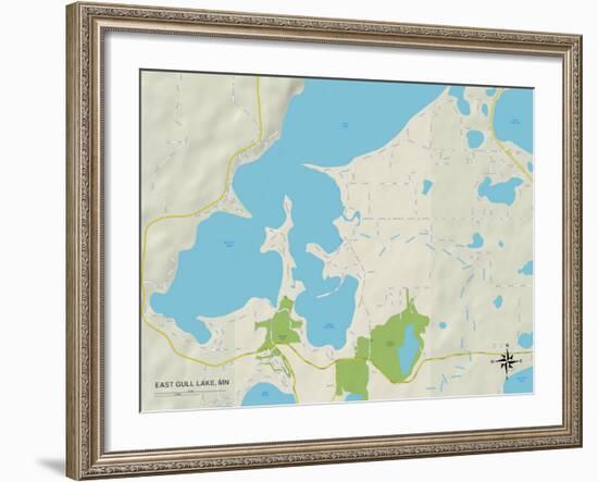 Political Map of East Gull Lake, MN-null-Framed Art Print