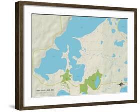 Political Map of East Gull Lake, MN-null-Framed Art Print