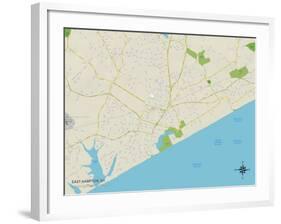 Political Map of East Hampton, NY-null-Framed Art Print