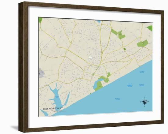 Political Map of East Hampton, NY-null-Framed Art Print