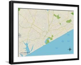 Political Map of East Hampton, NY-null-Framed Art Print