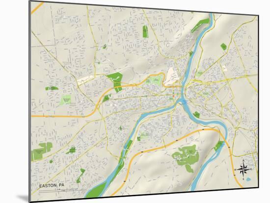 Political Map of Easton, PA-null-Mounted Art Print