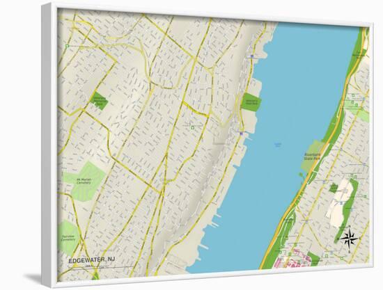 Political Map of Edgewater, NJ-null-Framed Art Print