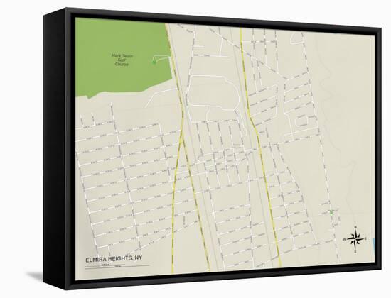 Political Map of Elmira Heights, NY-null-Framed Stretched Canvas