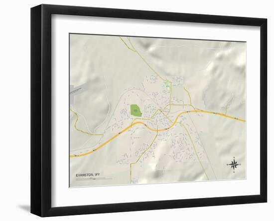 Political Map of Evanston, WY-null-Framed Art Print