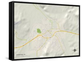 Political Map of Evanston, WY-null-Framed Stretched Canvas