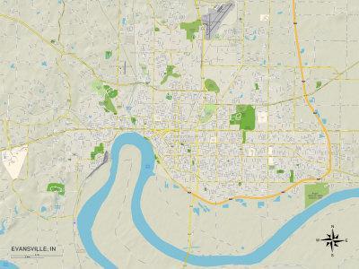 'Political Map of Evansville, IN' Prints