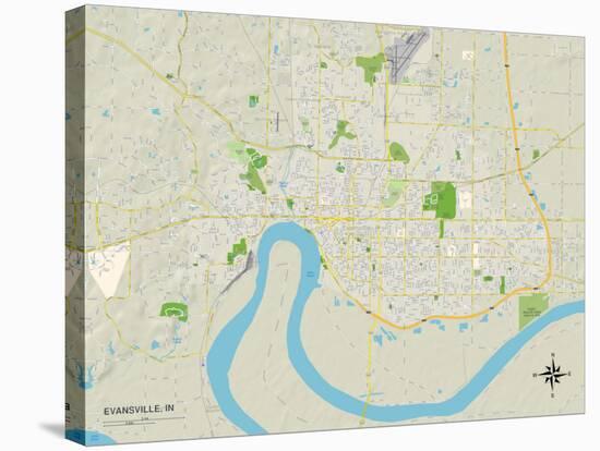 Political Map of Evansville, IN-null-Stretched Canvas