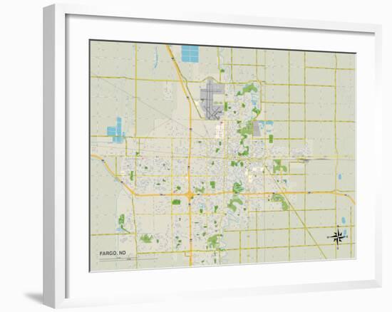 Political Map of Fargo, ND-null-Framed Art Print